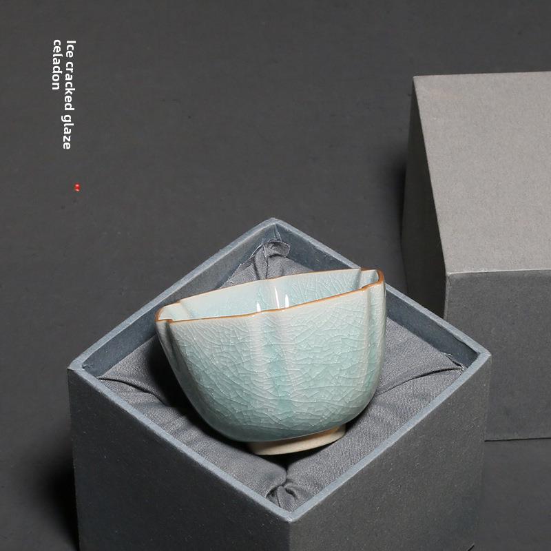 亦合冰裂釉主人杯茶杯单杯汝窑青瓷陶瓷冰花可养开片喝茶杯品茗杯