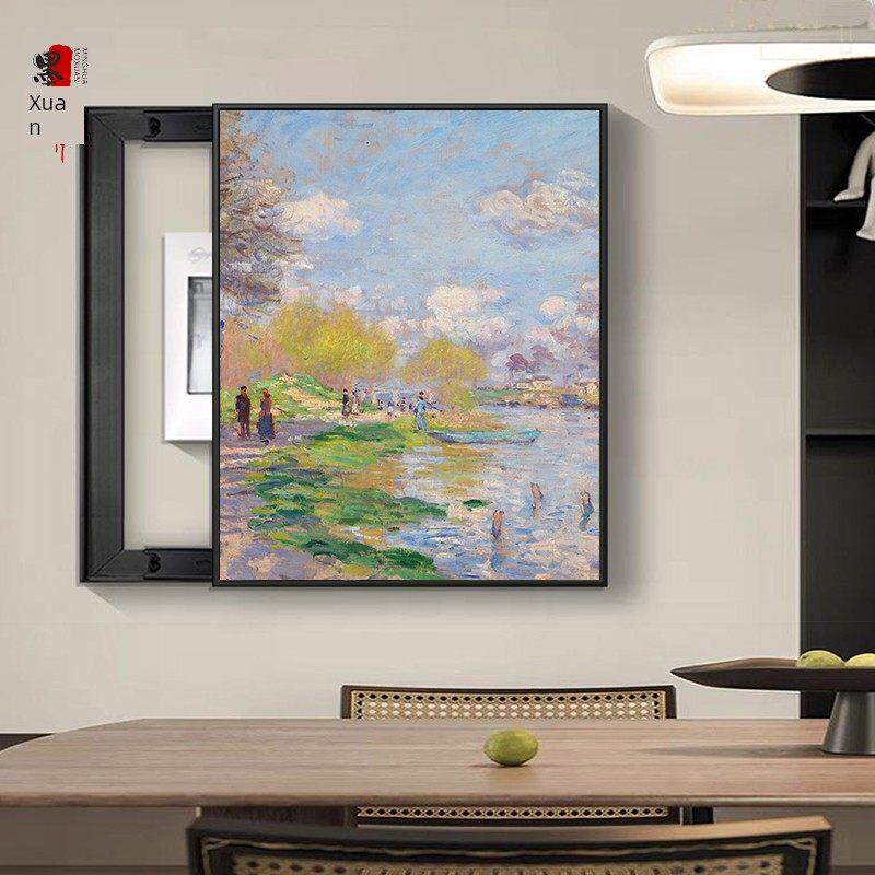 莫奈梵高电表箱装饰画配电箱遮挡挂画开关电闸箱左右推拉款竖版