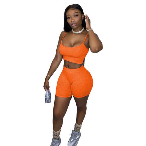 Women's clothing set, crop top tank top, cycling pants,