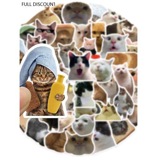 50PCS Cat MEME Funny Animals Stickers Vintage Toy 贴纸不干胶
