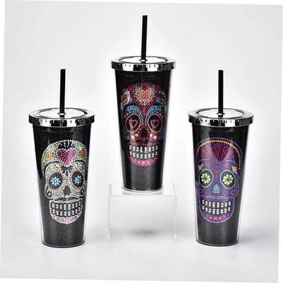 Halloween double plastic sippy cup Creative skull water cup