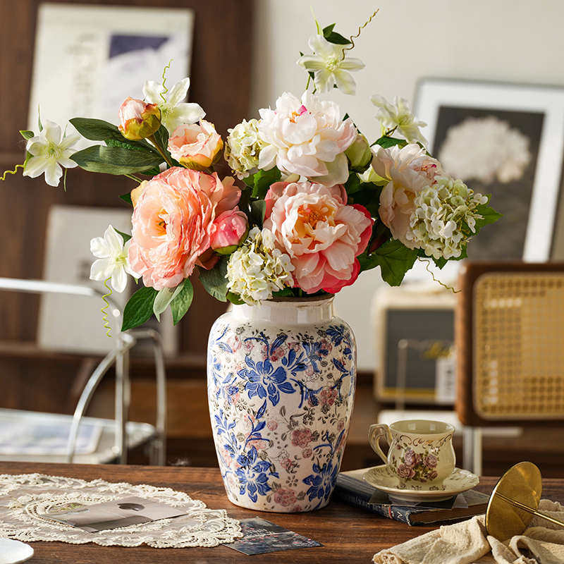 复古青花绿植冰裂烧花陶罐花瓶鲜花器花插陶釉中式古典软装,家居饰品,花瓶,淘宝优惠券,粉丝福利购,淘宝优惠卷