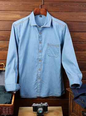 正品纯牛仔衬花衫男女定制LO作GO绣印字电力工服蓝色厂服咖啡棉店