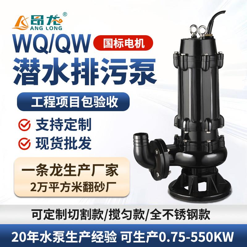 昂东WQ无堵塞铸铁污水泥浆泵1.5kw3kw抽水泵潜水泵排污泵高扬程泵