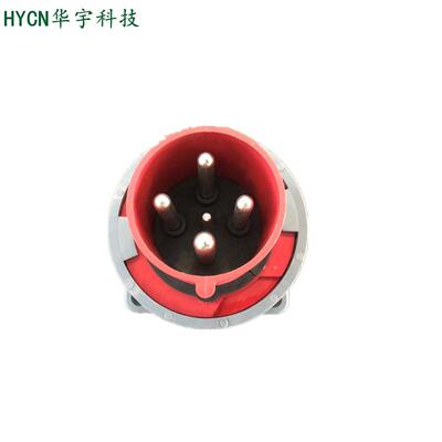 厂家直供大电流箱体安装器具插头 63A红色防爆裂工业插头HY-6341