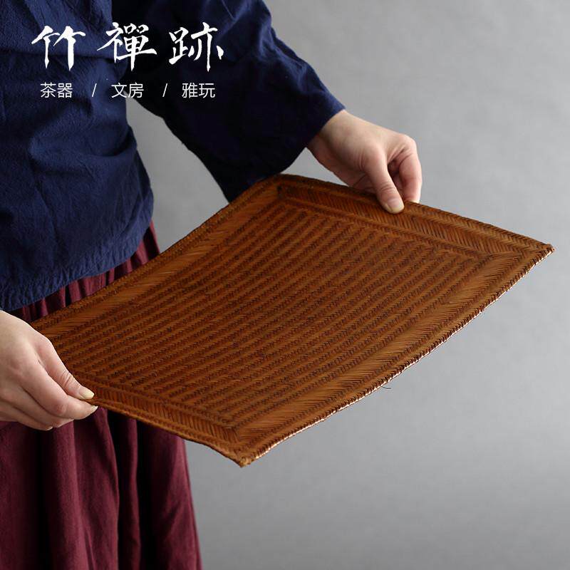 9QXC竹禅迹|茶席竹席大漆茶垫 中式禅意榻榻米茶道 茶盘茶垫茶具