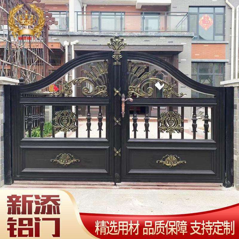 铝艺大别墅对开门家用庭院门欧门式合门农村院FLS子门金电动双铝