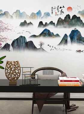 旅康CH69085山水情中国风水墨画自然风景家居墙面自粘装饰画墙贴