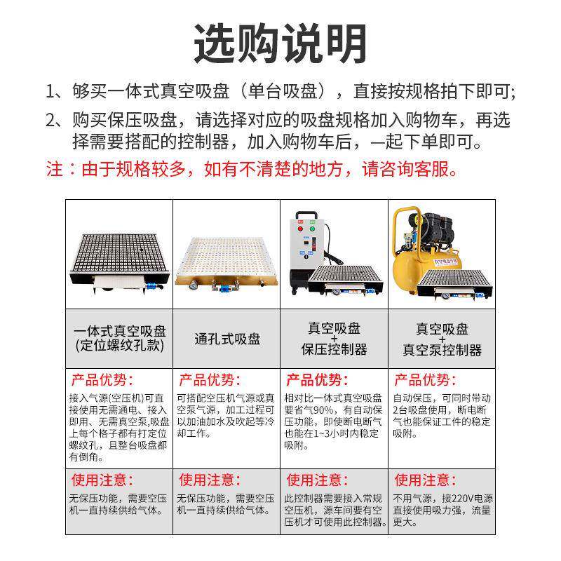雕刻机附真空吸板工TLQ业cn雕刻机磁盘气夹动具铜铝板吸附平c台