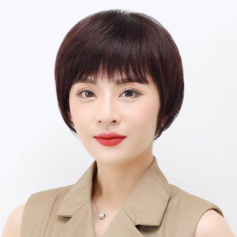 采购产品真正的头发假发的妇女与短的头发，妈妈与短的直发，中年