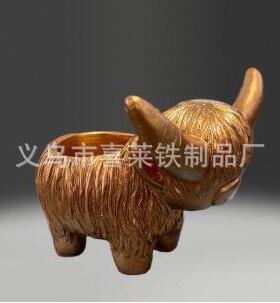 跨境新款爆款创意可爱高地牛花盆盆栽摆件树脂工艺品家居装饰用品