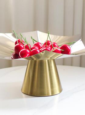 设计师创意高脚不规则果盘摆件样板房酒店别墅零食干果收纳盘饰品