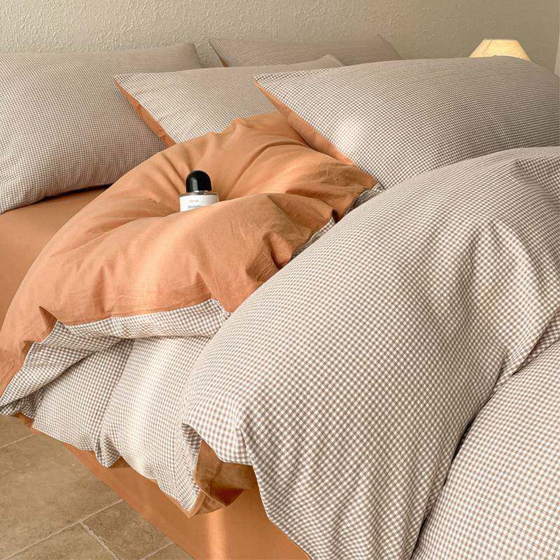 2025新款A类全棉水洗棉床上四件套纯棉套件简约床单被套罩三件套