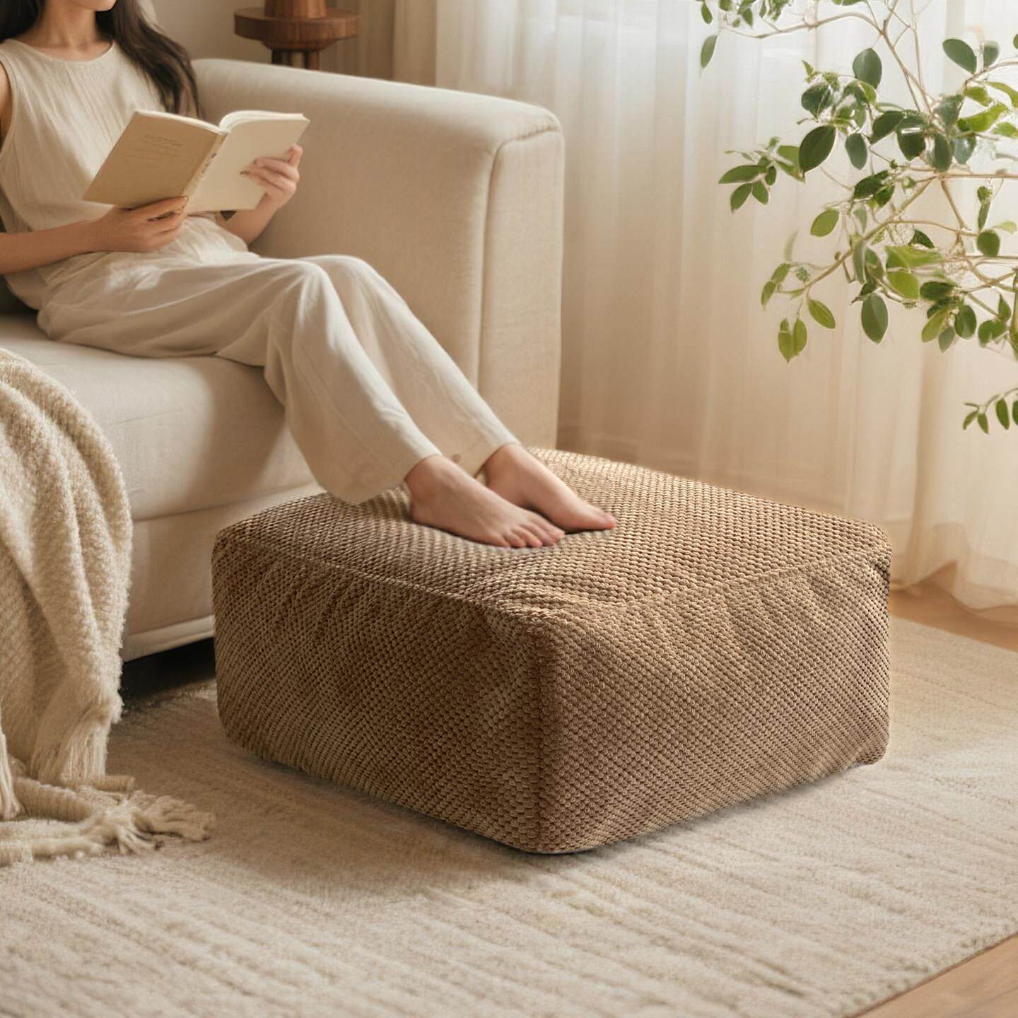 格士梵家用客厅地上地毯坐墩榻榻米坐垫布艺可拆洗蒲团沙发凳搁脚