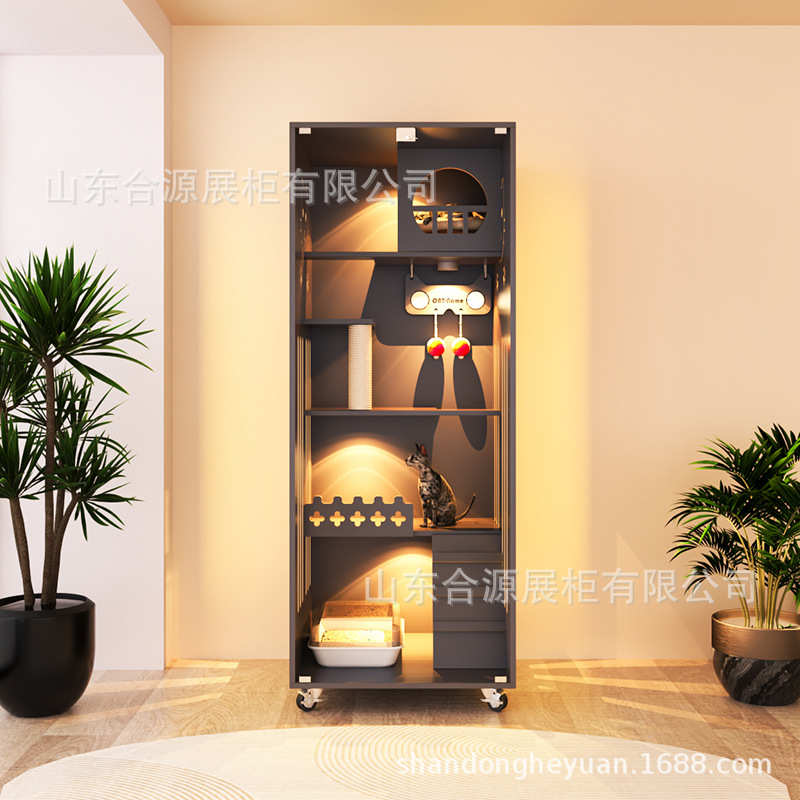 小户型室内猫猫窝别墅不占空间房子阳台猫柜实木环保猫屋双层猫房