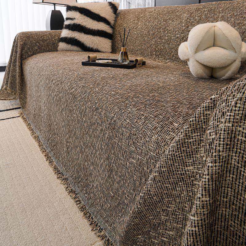 四季通用沙发巾新款雪尼尔沙发毯防水隔尿不粘毛复古直排沙发盖布