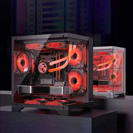 长城视界S1 mini 台式机电脑海景房白色 侧透 240水冷 MATX主机箱