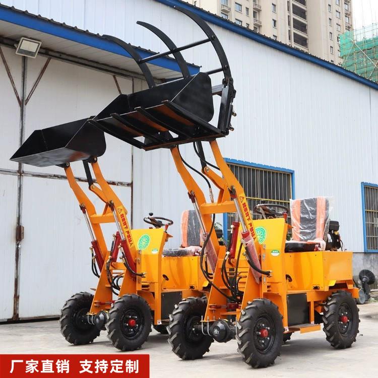 多功能电动装载机四驱建筑工程推土柴油铲车农用养殖场清粪小铲车