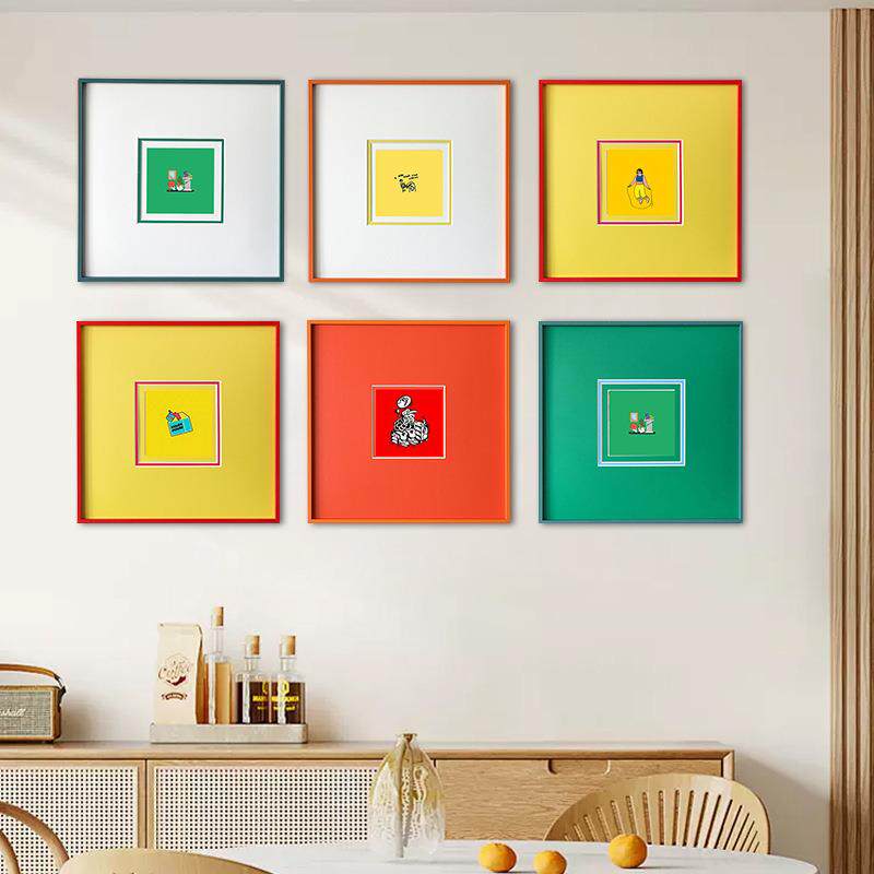 画设计客师插厅餐厅小众术艺多巴胺组合装饰画简约多巴胺彩色卡纸