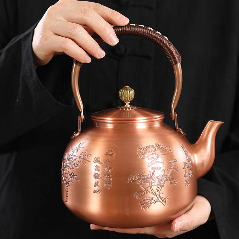 铸山堂紫铜烧水壶铜茶壶大容量铜壶沏茶壶覆古家用电陶炉烧水套装