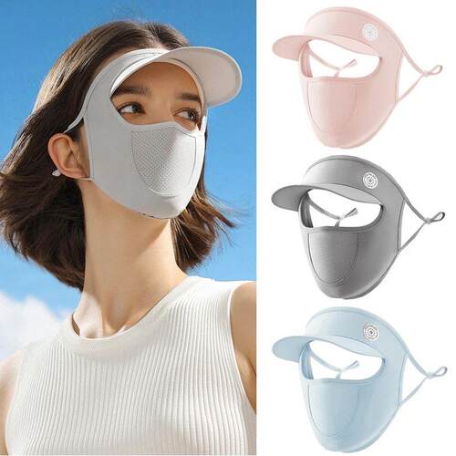 Summer Full Face Mask with Brim Sun Protection Breathable Wo