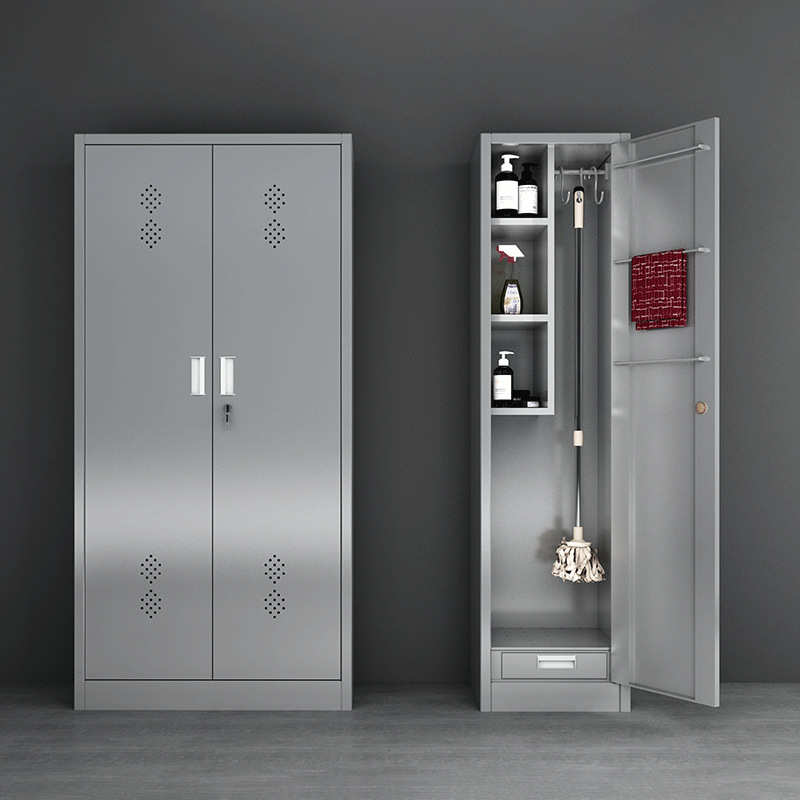 不锈钢卫生扫把柜保洁工具柜家用阳台清洁柜教室拖把柜扫帚收纳柜