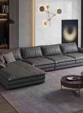 225新款意式极简猫爪IFS皮发小户型超沙宽0发沙发坐深直排贵妃沙