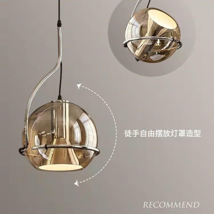 式创复古怀床头玻璃灯具法式琥珀意可移位吊灯旧495设计师款餐厅