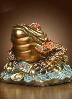 纯铜招财金蟾摆件三足蟾蜍开业礼品金蝉店铺办公室收银台装饰品