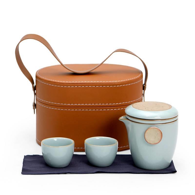 祥龙汝窑快客杯旅行茶具套装户外简约便携式浮雕龙年泡茶壶伴手礼