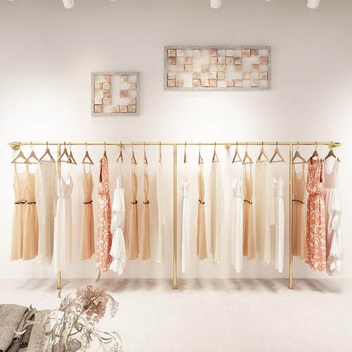 服装店展示架金色铁艺挂衣架简约北欧风上墙壁挂女装店落地式货架