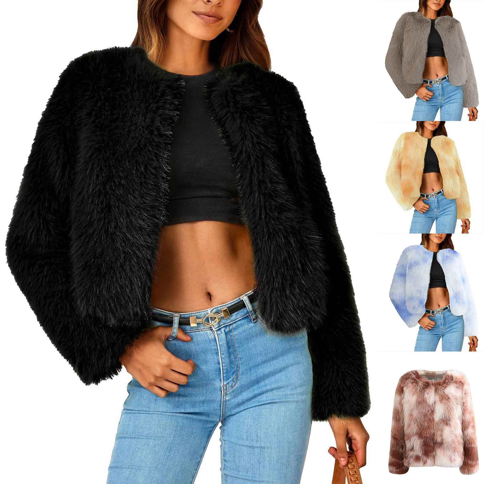 Toka round collar coat faux fur coat young style coat short