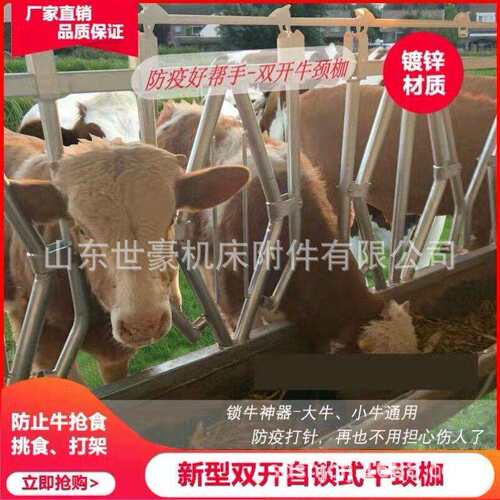 牛颈夹开活位牛颈枷新型自锁式双开牛颈夹加厚热镀锌管牛场设备