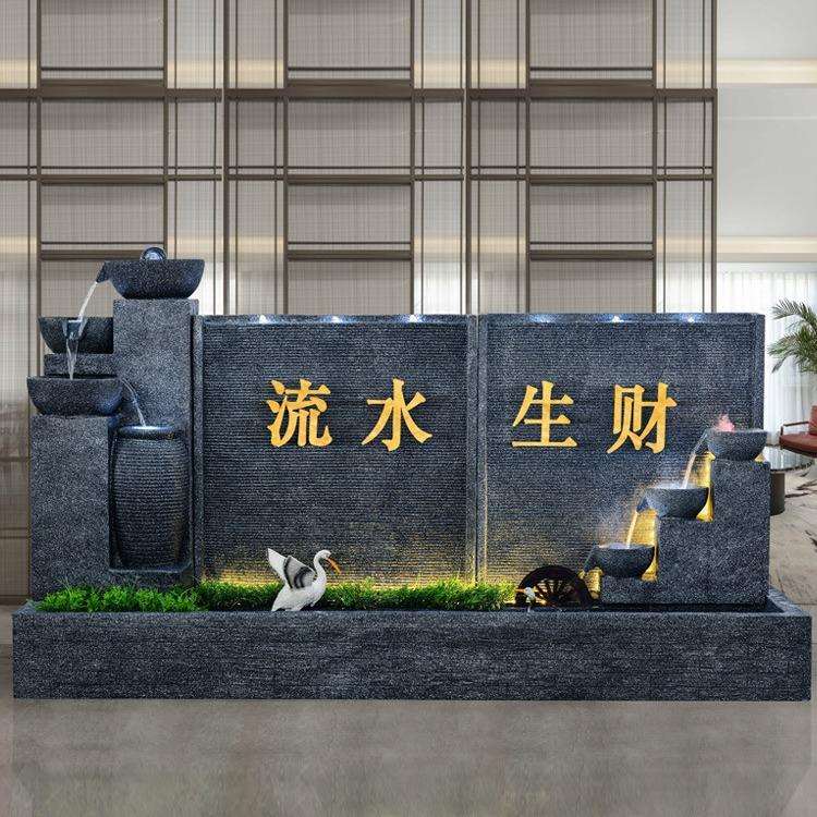 欧式水幕墙假山流水喷泉水景造景户外流水墙简约现代别墅庭院摆件