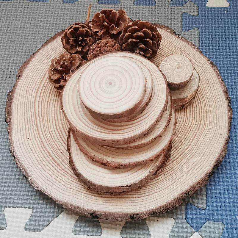 原木片年轮diy木头块装饰木板片木片材料手工绘画幼儿园木块
