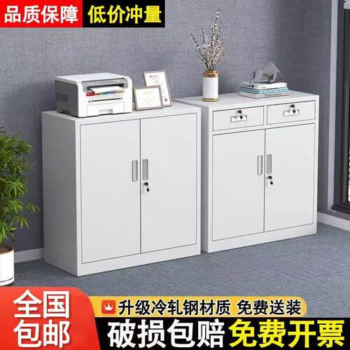福伊迈办公室文件柜铁皮矮柜带锁储物柜阳台小型工具柜子打印机柜
