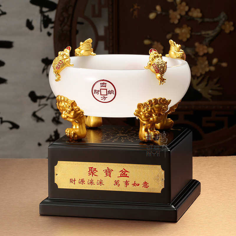 加湿招财琉璃财源滚滚办公室带店铺蟾金礼品开业玉聚宝盆公司摆件