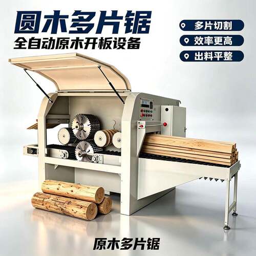 大型圆木多片锯全自动方木多片锯推台锯原木多片锯开板锯带锯