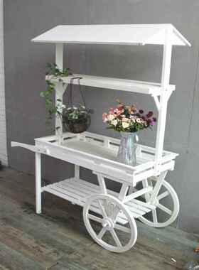 田园木浮花架花店橱窗装饰展示架多功能覆古车装饰品