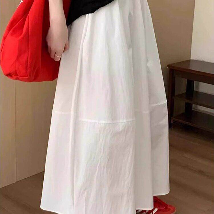 白色花苞半身裙女2025年春夏新款梨形身材胖mm高腰显瘦a字蓬蓬裙