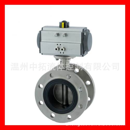D641X-10P气动法兰软密封蝶阀DN150不锈钢304气动双作用蝶阀DN200