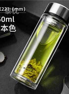 塑钢杯子防摔透明杯子防摔双层茶杯耐热加厚耐摔水杯不保温简l