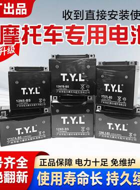 统一力TYL机车电瓶12v免维护干蓄电池125弯梁12伏9a5a7a滑板车