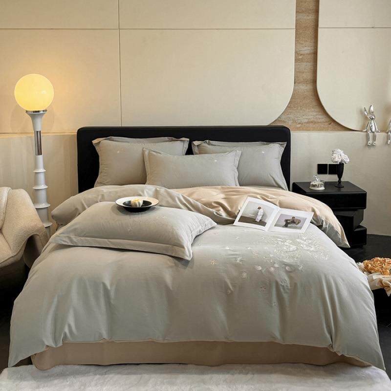 全棉磨毛刺绣工艺四件套蝴蝶款加厚床单被套秋冬保暖卧室套件