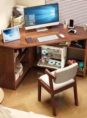 全家用角墙AL100804桌边转书桌角落学生实木三形一体卧室写字角电