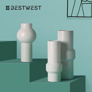 简约白色玄关陶瓷花瓶瓷器工艺品摆件家居客厅软装 饰品 west Best