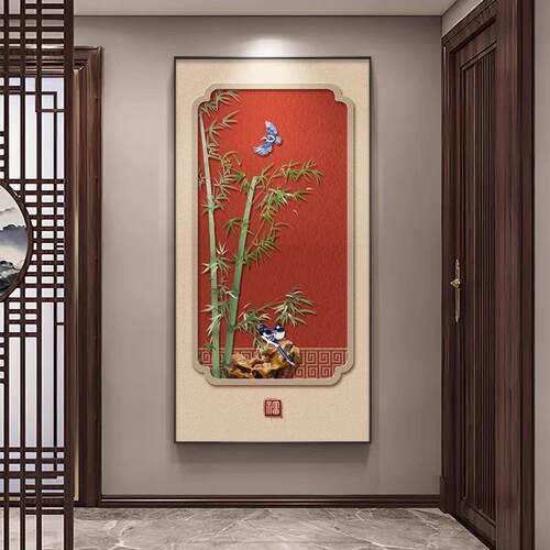 喜新中式玄关装饰画客厅走壁画廊挂喜庆寓意GGY好画上眉梢