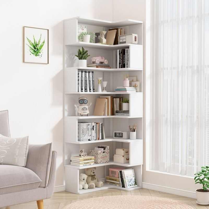 全实木书柜实木置物架落地转角书架多层收纳柜转角简易书柜角柜