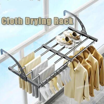 Extendable Clothes Drying Rack Window Frame Shelf Foldable B