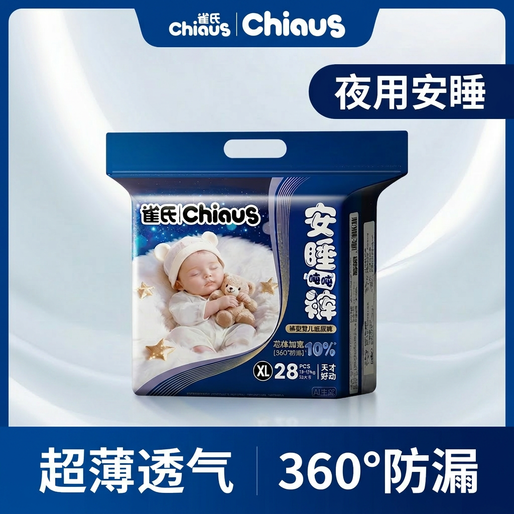 雀氏安睡吨吨裤拉拉裤夜用超薄透气婴幼儿尿不湿L XL XXL